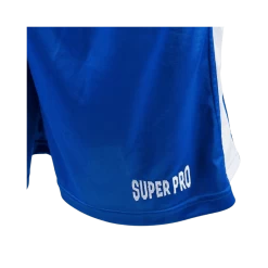 Super Pro Boxing Shorts Club Blauw -Fightstyle Super Pro Boxing Shorts Club Blauw onderkant links