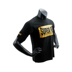 Super Pro T-shirt Block Logo Zwart -Fightstyle Super Pro T shirt Block Logo Zwart zijkant schuin rechts