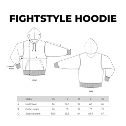 Fightstyle Hoodie Dip Dye -Fightstyle maattabel fightstyle hoodie dip dye