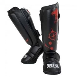 Super Pro Kickboks Set Skull Zwart -Fightstyle super pro scheenbeschermers set skull