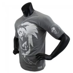Super Pro T-shirt Lion Grijs -Fightstyle super pro sportshirt lion grijs wit